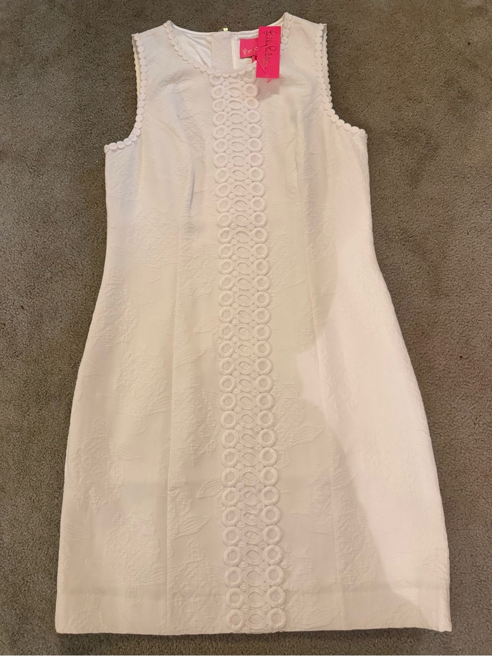 Lily Pulitzer White Sleeveless Shift Dress with Eyelet Trim
